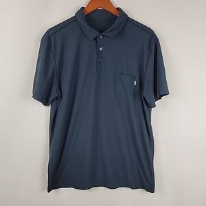 Vuori Ace Polo Shirt Mens XL Indigo Chest Pocket Golf Travel Business Casual